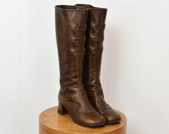 1960s Eskipets by Dunham's Brown Leather Gogo Mod Boots in Original Box