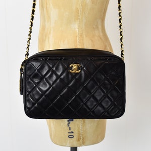 Chanel Vintage Camera Bag Beige Quilted Lambskin with 24K gold plated  hardware