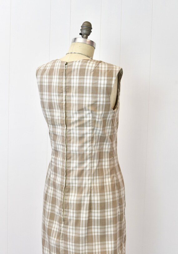 1960s Plaid Light Brown Mod Shift Scooter Dress - image 7