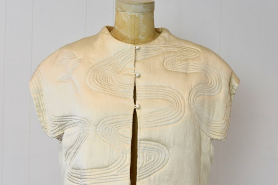 1970s Ronald Amey Couture Ivory Off White Silk Em… - image 2