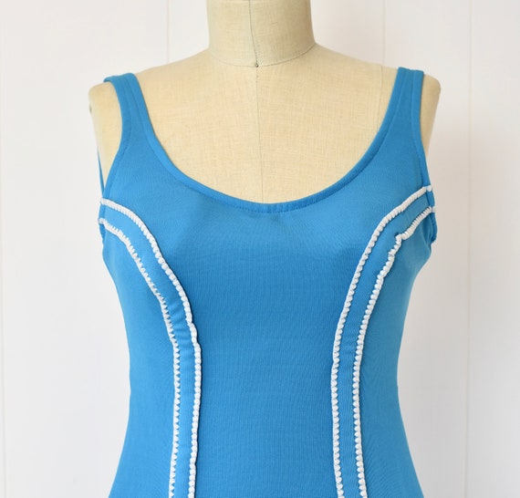 1960s Blue & White One Piece Swimsuit - image 3