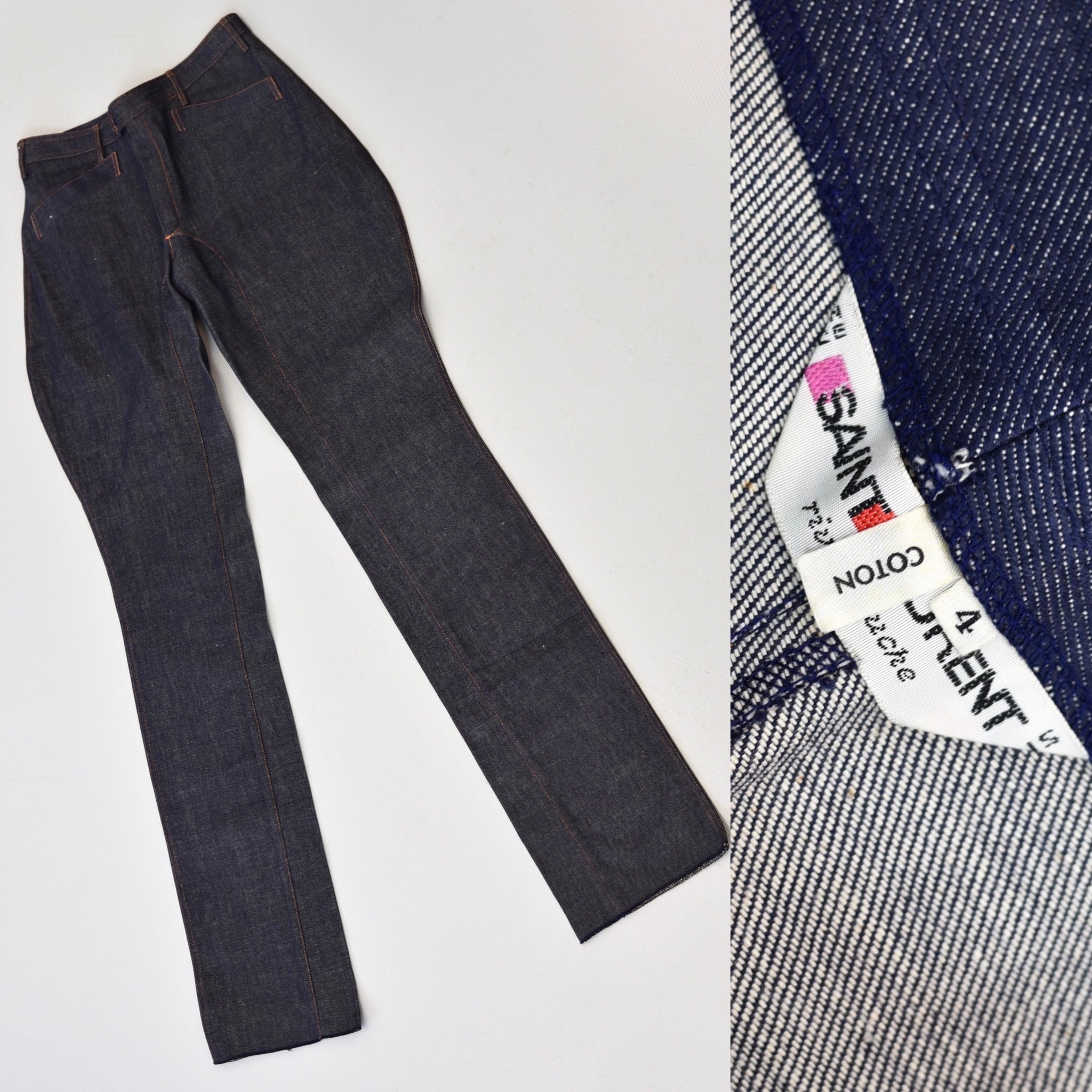 1980S Yves Saint Laurent Rive Gauche Dark Blue Denim Pants