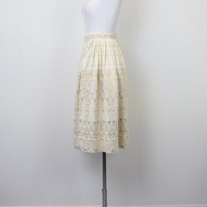 1950s Cream & Gold Metallic Embroidered Guatemalan Folk Novelty Skirt ...