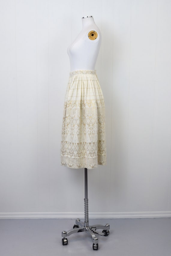 1950s Cream & Gold Metallic Embroidered Guatemala… - image 4