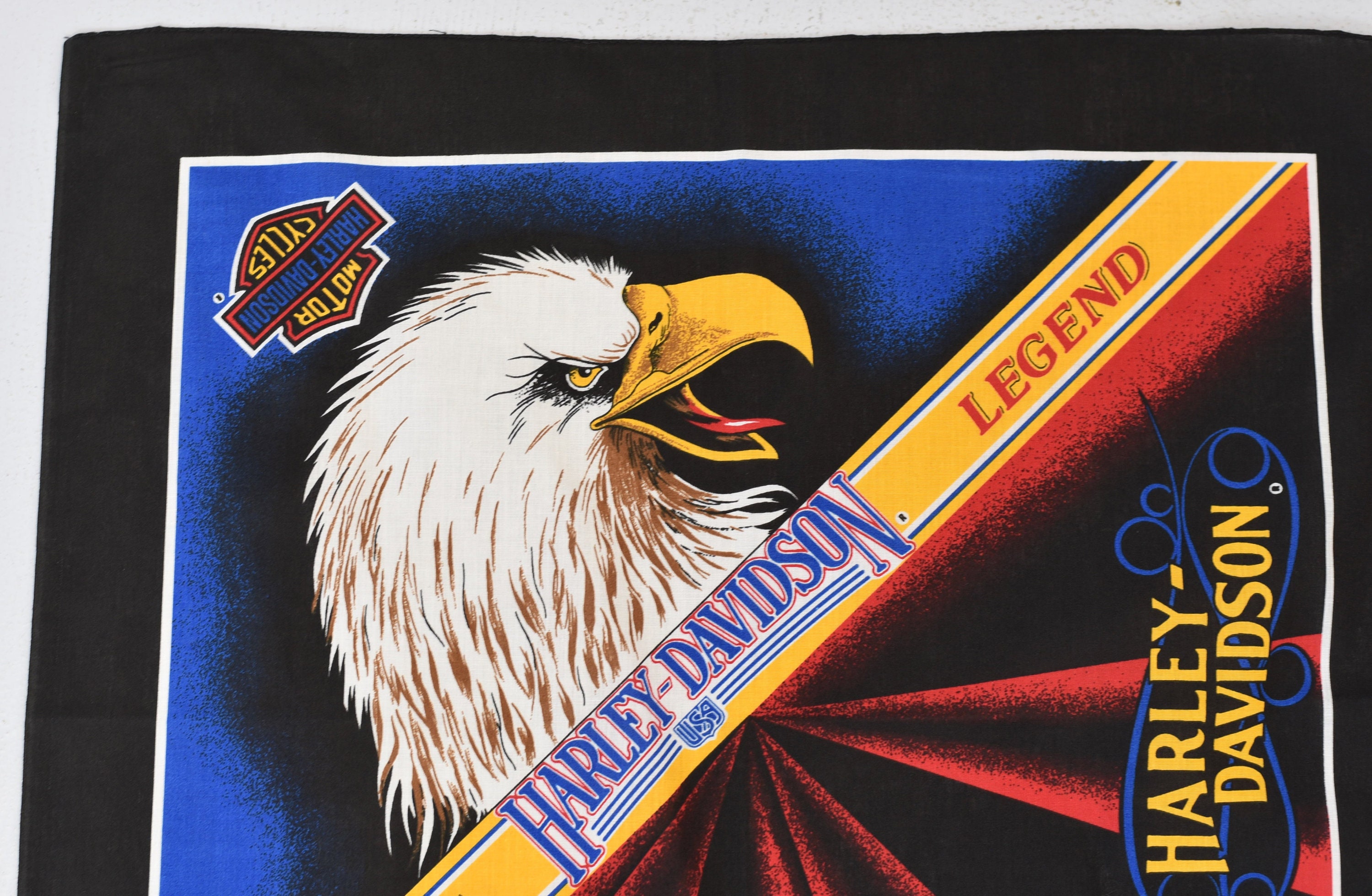 1980s Harley Davidson Motorcycles Eagle Logo Design Biker Bandana