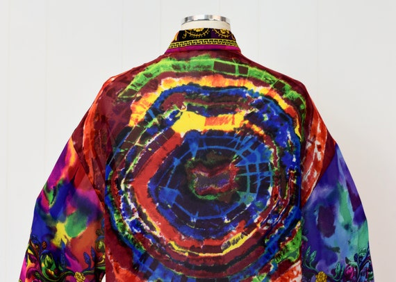 1980s Gianni Versace Colorful Silk Novelty Print … - image 8