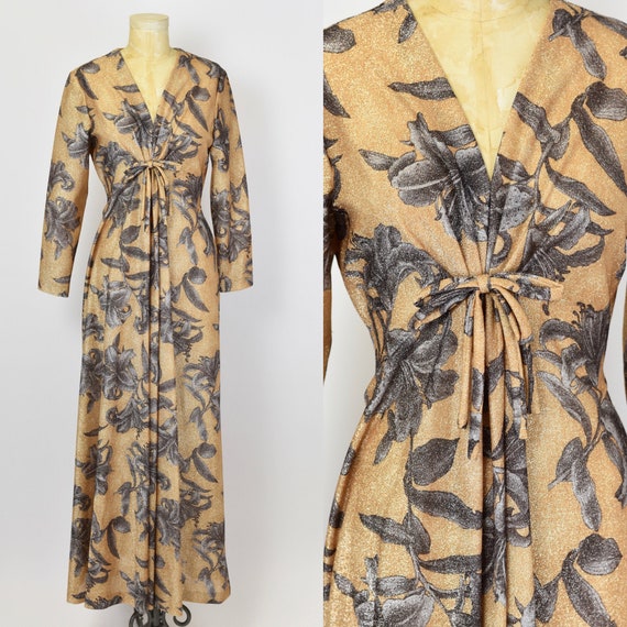 1970's Gold Lurex Floral Gown