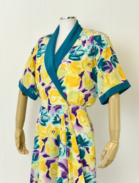 1980s Oscar de la Renta Floral Silk Romper - image 3