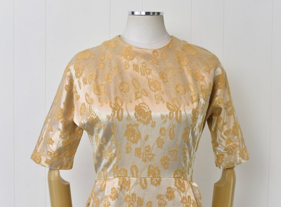 1950s/1960s Gold Metallic Floral Brocade Cocktail… - image 2