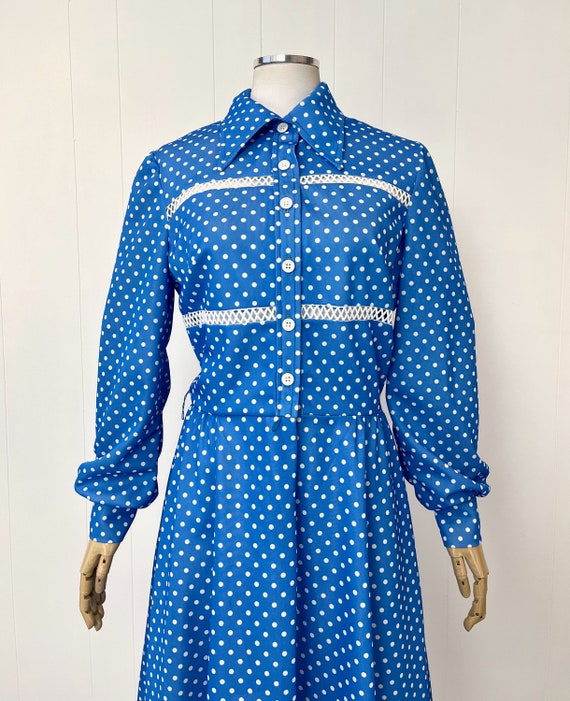 1970s Blue & White Polka Dot Cut Out Melissa Lane… - image 3