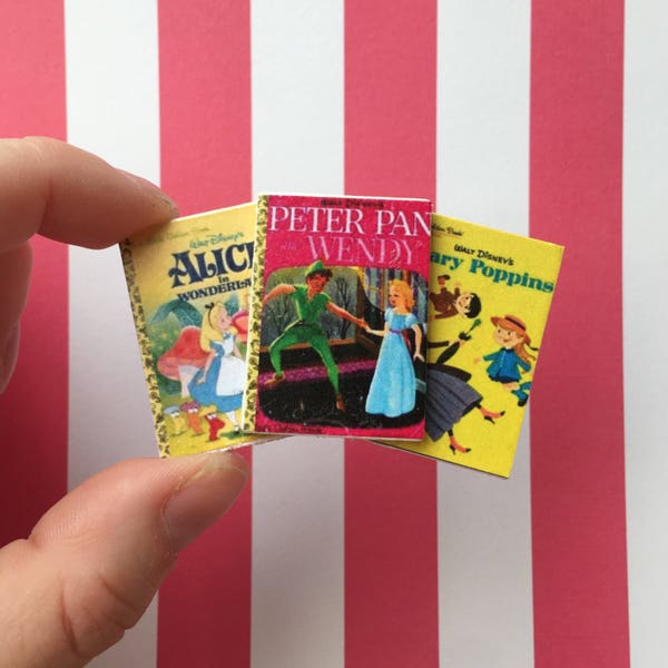 Little Golden Book TRIO BROOCH - Alice, Peter Pan & Mary Poppins - Brooch, Disneybound, Miniature, Flare, Mini, Reading, Nostalgia, 90s