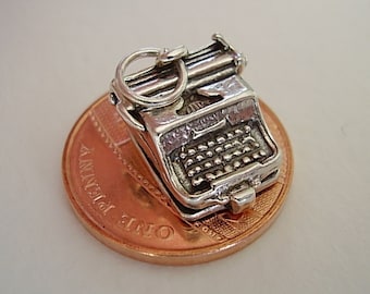 Sterling Silver Opening Typewriter Letter Charm Charms