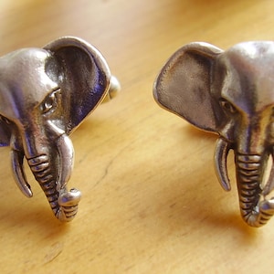 Sterling Silver Elephant Head Cufflinks