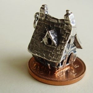 Sterling Silver Opening Halloween Haunted House Charm With Moving Ghost