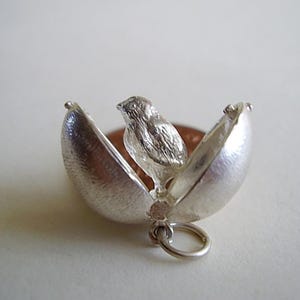 Sterling Silver Chick In Easter Egg Charm