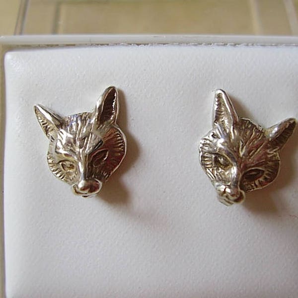 Sterling Silver Studs 9ct Gold Fox Head Stud Earrings