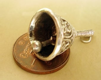 Sterling Silver Ornate Bell With Real Moving Clanger