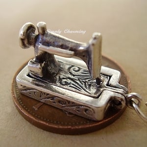 Sterling Silver Opening Sewing Machine Scissors Charm Charms