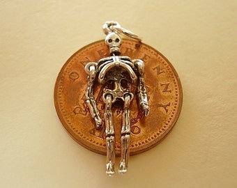 Sterling Silver Moving Skeleton Halloween Charm