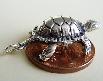 Tortoise and Hare Opening Sterling Silver Charm Charms