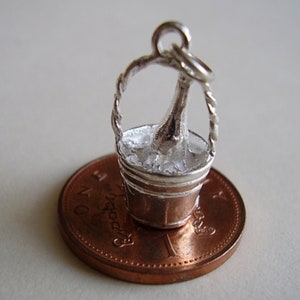 Sterling Silver Champagne Bottle In Ice Bucket Charm