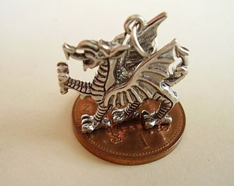 Sterling Silver Cymru Welsh Dragon Charm