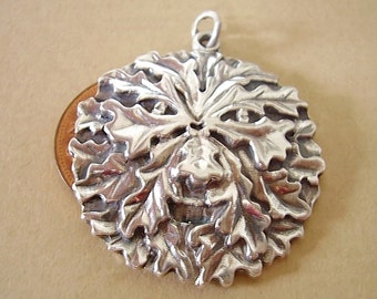 Sterling Silver Oak Leaf Green Man Pendant
