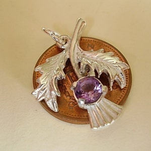 Sterling Silver Real 5mm Amethyst Thistle Charm