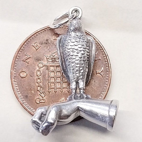 Falcon Bird of Prey Falconry Sterling Silver Charm