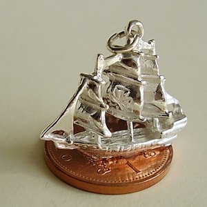 Sterling Silver Galleon Ship Charm
