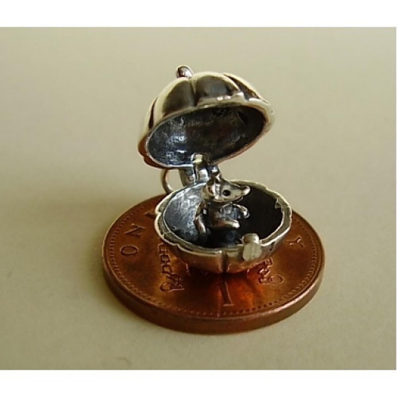 Opening Pumpkin Mouse Halloween Sterling Silver Charm