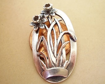 Sterling Silver Daffodil Brooch In Presentation Box