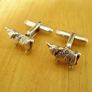 One Pair Sterling Silver Scottish Angus Highland Cow Cufflinks