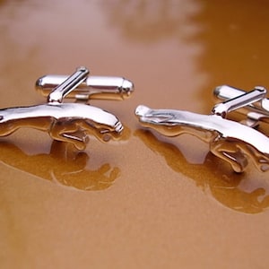 One Pair Sterling Silver Jaguar Car Cufflinks In Presentation Box