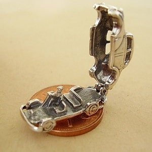 Sterling Silver Morris Minor Driver Opening Car Charm image 2