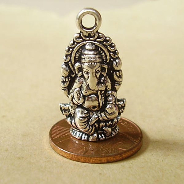 Ganesh Indian God Sterling Silver Charm Or Pendant