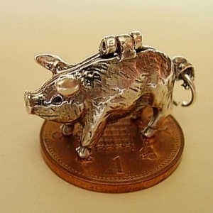 Sterling Silver Opening Pig - Sausages Charm Charms