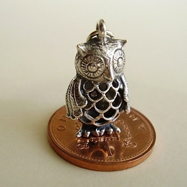 Charm hibou en filigrane en argent sterling