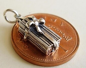 Gift Box With Rose Inside Sterling Silver Charm