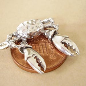 Sterling Silver Crab Charm With Moving Claws