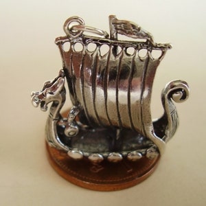 Viking Longboat Ship Sterling Silver Charm