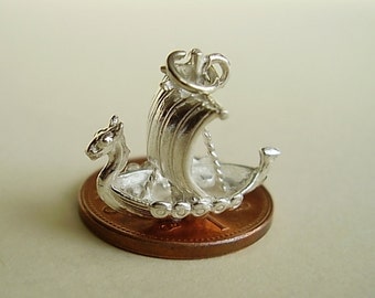 Sterling Silver Viking Ship Charm