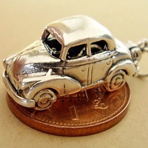 Sterling Silver Morris Minor Driver Opening Car Charm image 1