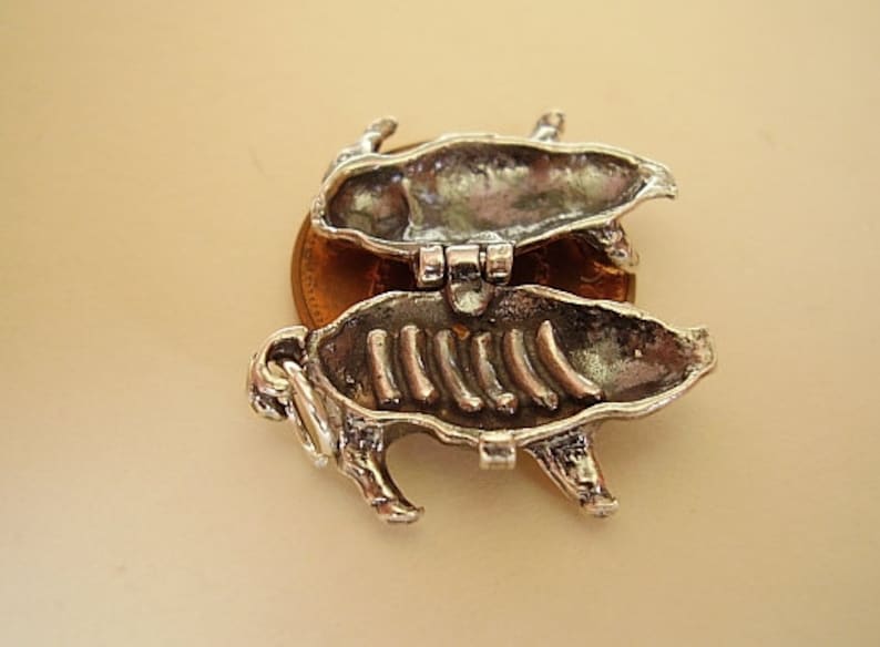 Sterling Silver Opening Pig Sausages Charm Charms image 2