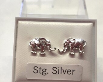 Sterling Silver Elephant Studs Earrings