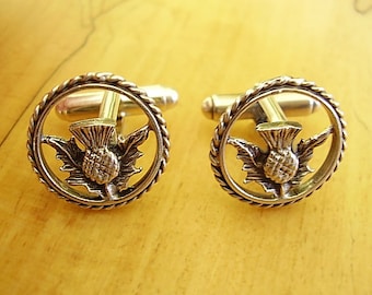 Sterling Silver Scottish Thistle Cufflinks In Presentation Box