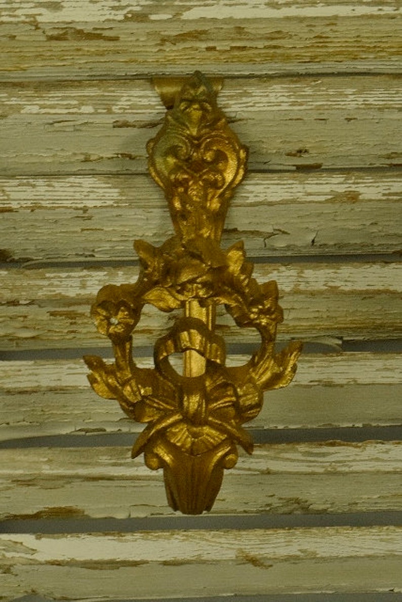 Divine Set 4 Antique French Bow /& Flower Garland Gilded Curtain Tie Hold Backs 19th Century Chateau Chic