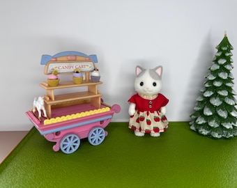 008 # Vestido de mamá de Sylvanian Families hecho a mano, conjunto con estampado de manzana