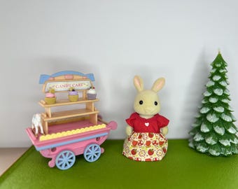 009 # Handmade Sylvanian Families Mom Dad Outfit, Strawberry Mushroom Print Dress