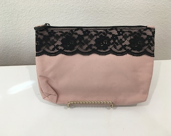 IPSY - Makeup Bag: Soft Pink & Black Lace